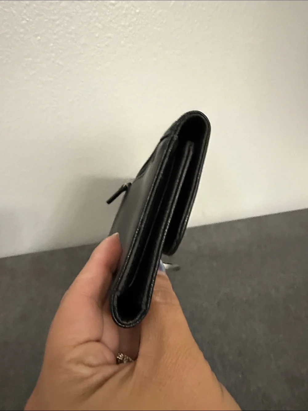 Classic Black Leather Wallet Clutch with Silver Ring Accent Wilson’s Leather